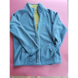 Lieb Women's Teal/green reversible Fleece Zip Up Jacket Cozy Outerwear